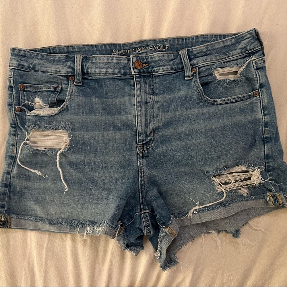 American Eagle Outfitters Distressed Blue Denim Shorts